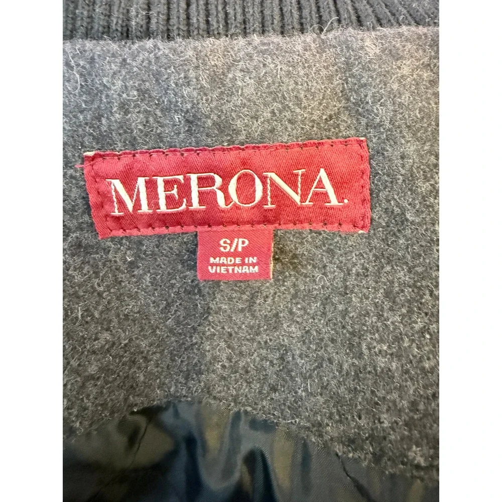 MERONA Men's Wool Blend Military‎ Style Jacket Charcoal Gray Size S P